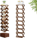 The 9-Tier No-Assembly Bamboo Rack, 3-9 Tiers Bamboo Shoe Rack, Foldable Bamboo Vertical Shoe Organizer, Multifunctional & Space-Saving, For Entryway, Closet, Corner, Bedroom, Hallway (Walnut, 9Tiers)