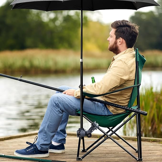 PartyKindom Fishing Chair Umbrella Clamp: Fishing Umbrella Stand Rack Universal Sunshade Bracket Holder with 360 Degree Rotation for Rod Holder