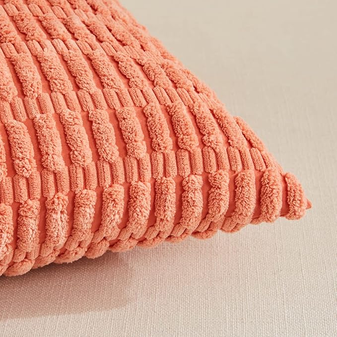 Fancy Homi 4 Packs Decorative Throw Pillow Covers for Living Room Couch Bed, Modern Farmhouse Boho Home Décor Accent Cushion Case, 20" x 12", Coral