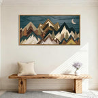BINCUE Mountain Wall Art Framed Mountain Wall Pictures Nature Forest Wall Decor Rustic Farmhouse Wall Paintings Moon Art Large Landscape Artwork for Farmhouse Living Room Bedroom Dining Room 20x40 Inch