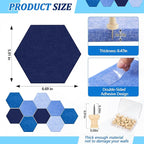 Mindsoft 16 Pcs Hexagon Cork Board for Walls with 50 Wooden Push Pins 6.7 x 5.9 in Felt DIY Tiles Notice with Nano Tape Hanging Bulletin Board for Home Photo Office Memo Note(Ocean)