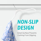 Premium Velvet Shirt Hangers 30 Pack, Non-Slip 360° Swivel Hook Slim Felt Hanger, Space Saving Flocked Hangers for Tank Tops, Blouses, Strappy Dresses(White)
