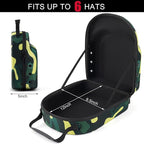 Hard baseball hat case, Hat Carrier Travel Case with Adjustable Shoulder Strap, Hat cap case for 6 Baseball Caps - Perfect for Traveling (Camo Green)