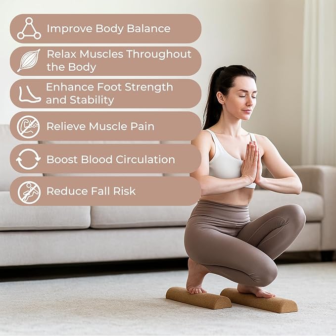 Premium Cork Balance Board - 15.7" Large Ankle Balance Board with Peanut Massage Ball, Balance Trainer, Foot Strengthener for Full Body Massage | Balance Stability | Improve Mobility | Prevent Falls