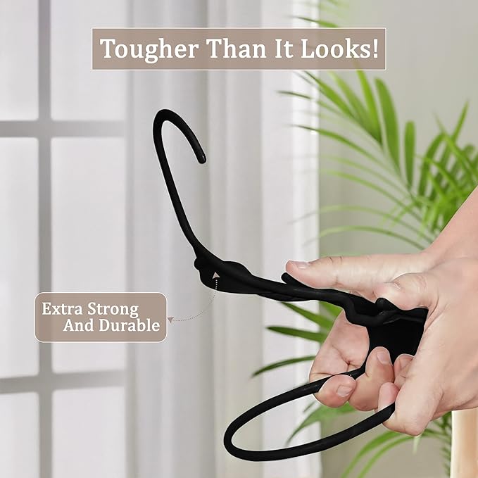 Utopia Home Plastic Hangers 20 Pack - Perfect Space Saving Clothes Hanger - Durable and Strong - Perfect Closet Organizers with Shoulder Grooves (Black)
