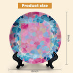 HABEN ARTWORK 8" Ceramic Plates for Display Colorful Abstract Floral Pink Blue Swirls Decorative Plate with Stand and Hook for Kitchen Dining Room Wall Hanging Decor