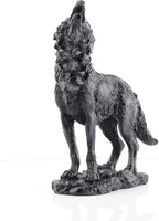 Black Howling Wolf Statue, Realistic Wild Wolf Sculpture, Resin Animal Figurine for Home Decor, Office Desk, Shelf, Wildlife Lover Gift