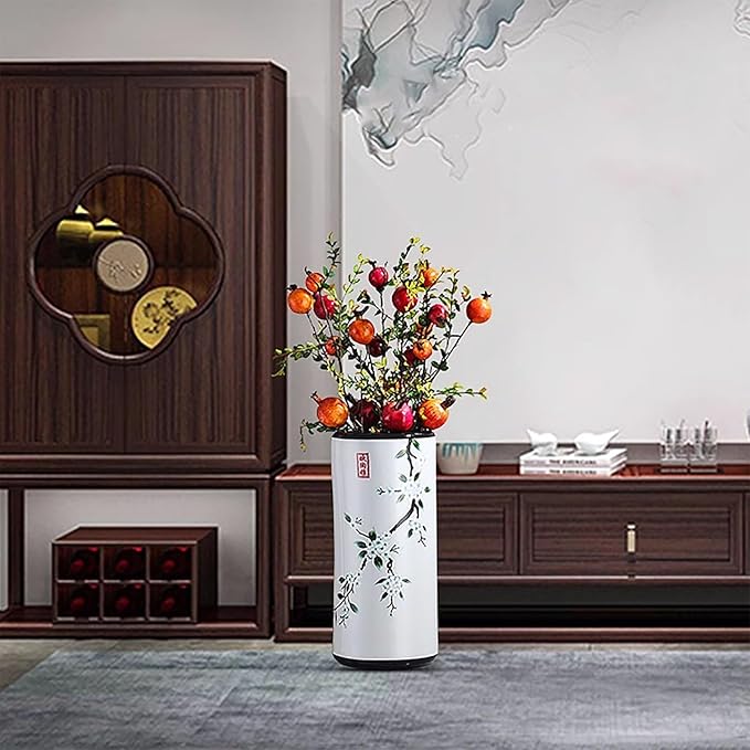 Ceramic Umbrella Stand Living Room Floor-Standing Freestanding Cane Chinese Umbrella Stand Multifunctional Painted Porcelain Vintage Ceramics Flower Vases for Home Office Entrance Indoor(D)
