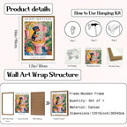 Funny Dachshund Bathroom Wall Art Henri Matisse Dog Bathroom Wall Decor Picture, Cute Puppy Animal Reading Newspaper in Toilet Poster Painting Canvas Print 12x16 inch Wood Framed