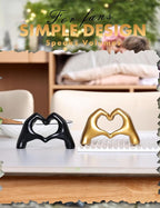 Small Heart Hands Sculpture-Gold Shelf Decor for Living Room, Love Finger Statue Modern Aesthetic Unique Accent Decor Bedroom Knick Knacks -Gifts for Wedding Christmas Birthday(Gold)
