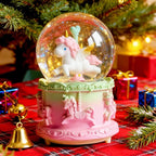 Unicorn Snow Globes,Pink Music Snowglobes with LED 7 Colors Lights,Automatic Snow Fall Effect,Home Decor for Kids Room Essentials,Christmas and Birthday Gifts for 3-15 Year Old Girl (Pink)