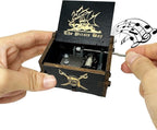 Youtang Pirates of The Caribbean Music Box Hand Crank Musical Box Carved Wooden,Play (Davy Jone's Theme, Black)