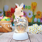 Spring Rabbit Snow Globe Lantern, Rabbit Snowglobe Decor with Swirling Glitter, 6H Timer, USB or Battery Powered, Bunny Decoration for Spring Party Easter Day Decor and Gift (Rabbit)