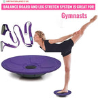 Dance, Cheerleading and Figureskating Trainer Stretching and Balance, 2 Pc. Set, Stretching, Disc Core Board and Flexibility Equipment Strap for Dance, Gymnastics, Turning, Stunt