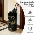 Ceramic Umbrella Stand Umbrella Holder for Entryway Hand-Made Umbrella Stand Barrels Umbrella Holder Cane Floor Standing Vase Ceramic Storage Bucket for Home Office Entrance Indoor.(Red 201)
