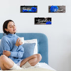 Hillban 3 Pieces Rose Wooden Wall Decor Rose Bathroom Decor Thankful Grateful Blessed Accessories Inspirational Wall Art Signs for Living Room Kitchen Wedding(16 x 6 Inch,Blue)