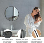DUMOS Black Circle Mirror for Wall 20.02 inch, Bathroom Round Wall Mirror for Over Sink, Bathroom, Entryway, Bedroom, Vanity, Shatterproof& Crystal-Clear