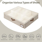 StorageWorks Under Bed Shoe Storage for Closet, 2-Pack Ultra-thick Fabric Shoe Organizer, Collapsible Shoes Containers with Bottom Support, Fits up to 24 Pairs, Taupe