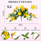 Artificial Hanging Faux Flowers for Outdoors Planters 2PCS Fake Flowers Silk Hibiscus Flowers for Outside Outdoor Faux Hanging Plants UV Resistant Spring Home Front Porch Decoration