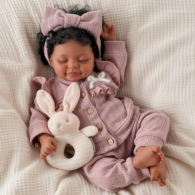 BABESIDE Lifelike Reborn Baby Dolls Black Girl – 20 Inch Lifelike Newborn Real Life Baby Dolls with Soft Weighted Body, Comfort Companion for Bedtime, Naptime & Emotional Support Gift for Kids Age 3+