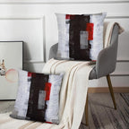 Red and Grey Abstract Art Artwork Pillow Cover, Gallery Modern Decorative Throw Pillows Cushion Cover for Bedroom Sofa Living Room 20 x 20 Inch Set of 2