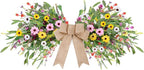 24inch Floral Swag Artificial Spring Lavender Daisy Swag with Wildflower Wisteria Front Door Twigs Leaves Flower Decorative Swag for Farmhouse Wedding Arch Party Wall Home Indoor Outdoor Holiday Decor