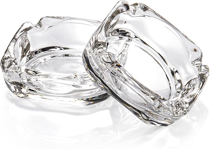 Glass Ashtray, Home Ashtrays for Cigarettes, Cigar Cool Ashtrays Cute Ashtray Square Transparent (2 Pcs)