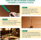 FIRIK Large Citronella Incense Sticks Outdoor, Thick Citronella Incense, Natural Lemongrass Incense Sticks for Home Pool Side Garden, Patio, Camping Trips, Porches, Courtyards, Farm, Backyard, 12 PCS