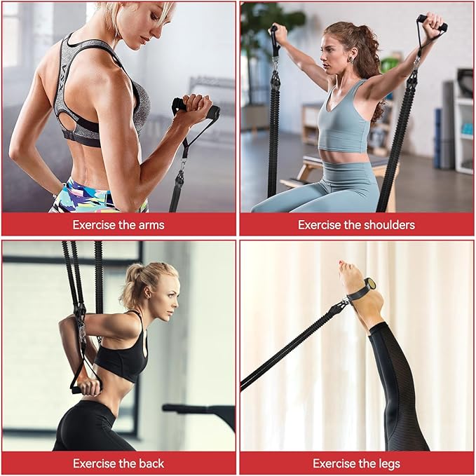 2026 Upgrade Foot Pedal Resistance Band, Adjustable 4-Tube Elastic Pull Rope Fitness Sit-up Exercise Equipment at Home Gym Arm Abs Workout Equipment Leg Stretching Equipment