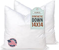 Pillowflex Synthetic Down Alternative Pillow Inserts for Shams - Comfy Pillows for Sleeping, Perfect & Best for Sleeping, Handmade Down Alternative Throw Pillow Inserts - (14x14 Set of 2)