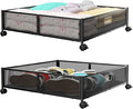 PHINOX Under Bed Storage Containers with Wheels - Shoe Storage Organizer Drawer, Tool-free Assembly Metal Underbed Storage for Bedroom Clothes, Shoes, Blankets - 2Pack