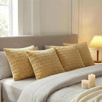 Fancy Homi 4 Packs Decorative Throw Pillow Covers for Living Room Couch Bed, Modern Farmhouse Boho Home Décor Accent Cushion Case, 16" x 16", Mustard Yellow
