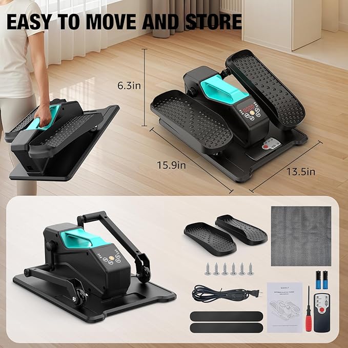 Under Desk Elliptical, Electric Leg Exerciser While Sitting for Seniors Adults, Portable Quiet Elliptical Exercise Machine, Seated Pedal Exerciser with Remote Control, 12 Adjustable Speeds