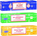 Satya Holistic Mix Incense Sticks 3-Pack Assortment | Slow-Burning, Long-Lasting Nag Champa, 60's Patchouli & Divine Temple (15g Each)