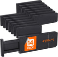 Lifewit 14 Pack Drawer Dividers 4" High 28-43.5cm/11-17" Adjustable Drawer Organizer for Clothes/Utensils, Expandable Drawer Separator in Dresser/Kitchen/Bedroom/Office Organization & Storage Black