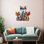 Wesiti Cat Wall Art Decor Iron Wall Sculptures Decor for Cats Lover 10.2 x 11.8 Inches Colorful Mid Century Cat Retro Signs for Home Living Room Bedroom Kitchen Office(Trendy)
