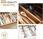 4 Pack Bamboo Drawer Dividers - 2.6 in High, Adjustable 16 to 22 in Expandable Drawer Organizers and Dresser Separators for Clothes, Bedroom, Bathroom, Kitchen, and Office Organization and Storage