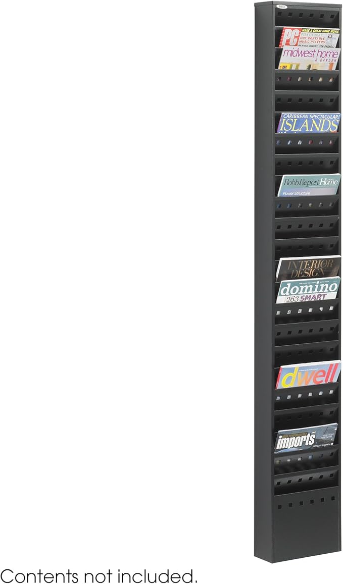 Safco, Steel Magazine Rack, 23 Pocket Wall Mounted Display for Home & Office, Durable Powder Coat Finish
