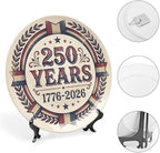 250th Anniversary Decorative Plates 10 Inch Vintage Patriotic Decorations Commemorative Plates with Stand Independence Day 4th of July Semiquincentennial Home & Office Decor