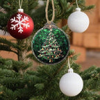 Stained Glass Christmas Decorations, Small Bell Pendant Suncatcher for Window Christmas Tree Hanging Ornaments Retro Green Sun Catcher Xmas Decor Gifts for Women Men Mom Nana Friend