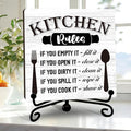DETIHO Rustic Kitchen Sign Decor, Funny Kitchen Signs for Counter, Farmhouse Wooden Plaque With Iron Stand for Home Desk Shelf Decor - G04