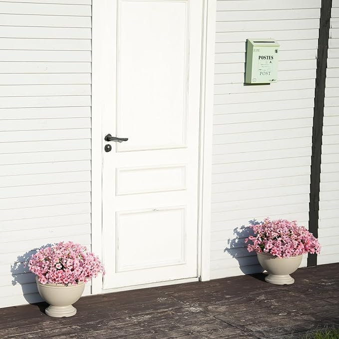 24 Bundles Artificial Flowers for Outdoor Faux Plants for Spring Summer Decoration, UV Resistant Realistic Silk Plastic Fake Flowers Garden Porch Patio Balcony Yard Front Home Decor