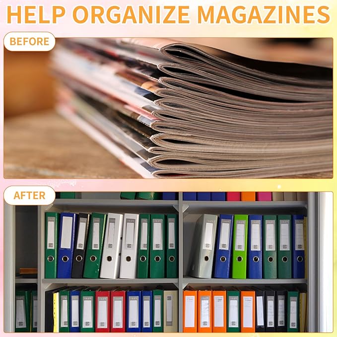 craftshou 100 Pcs 3 Hole Punched Magazine Holders for Binders 11.8In Plastic Magazine Organizer 3 Ring Binder Insert Strips Clear Magazine Collector for File Book Craft Paper