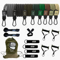 Bodylastics Patented Basic Series Resistance Band Set - 5 Resistance Bands with Snap Reduction Tech, 2 Handles, 2 Ankle Straps, 1 Door Anchor & 1 Carry Bag