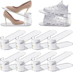 Clear 10 Pack Shoe Slot Organizer, Shoe Stacker Organizer Holders for A Pair of Shoes, Adjustable Thickening Double Layer 50% Shoe Space Saver Rack Storage for Closet (clear, 10 Pack)