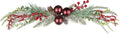 CISDUEO Christmas Decoration Floral Greenery with Berries and Christmas Balls Red Pinecone 27.55 Inch Wreath Xmas Door Swag for Front Door Festival Decor Wall Arch Window