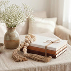 Feifeiya 3 Pieces Faux Decorative Books Set for Home Decor Fake Book for Shelves Coffee Table Stacked Linen Covered Display Notebook with Wood Bead Bookend Gift for Living Room(Vintage Coffee)