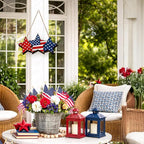 Wooden 4th of July Decorations Patriotic Wreaths for Front Door Independence Day Decorations Star Sign Welcome Memorial Day Hanging for Home Wall Decor Outdoor Indoor Red White and Blue Wreath 10