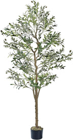 VECELO Artificial Olive Tree 6FT(72inch), Faux Olive Trees in Pot, Tall Fake Plant with Silk Leaves, Realistic Fruits and Dried Moss for Indoor Home Office Decor