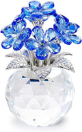 Qianwei Blue Forget Me Not Crystal Flowers - Sympathy Glass Flowers Collectible Figurines Decor Paperweight Ornament Home Office Table Desk Decorations
